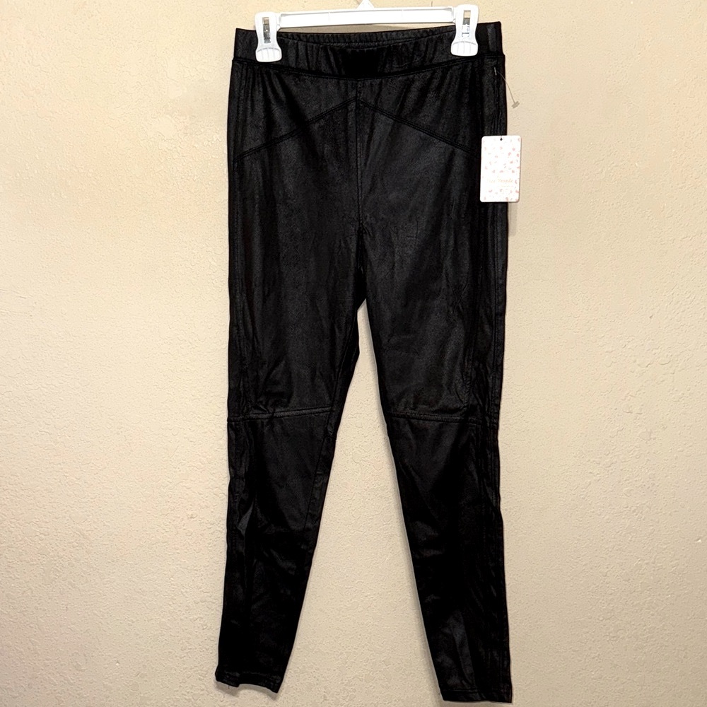 Free people black faux leather Leggings